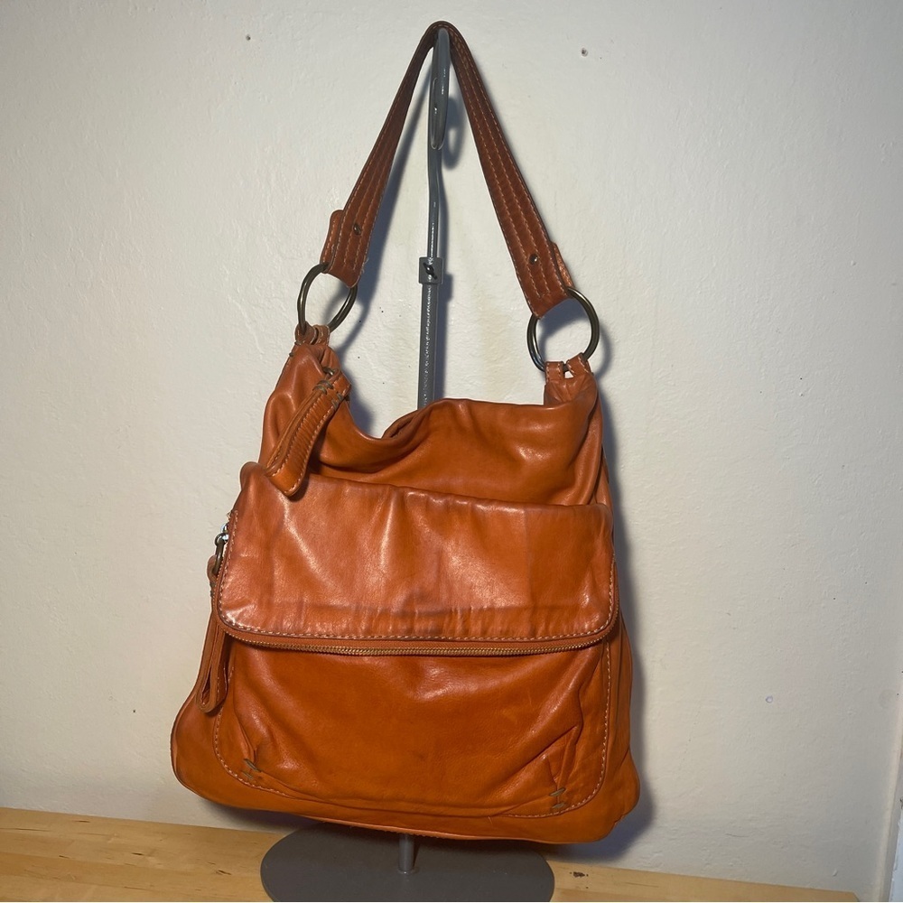 49 Square Miles Orange Leather Hobo Bag Soft Leather Shoulder Purse Artisan Hand